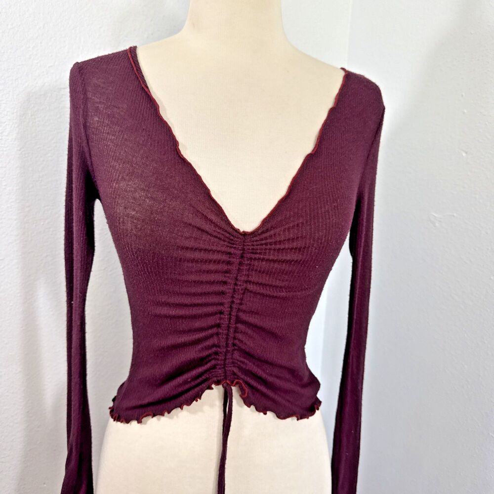 Urban Outfitters‎ Top Womens S Petite Burgundy Feminine 90s Y2K